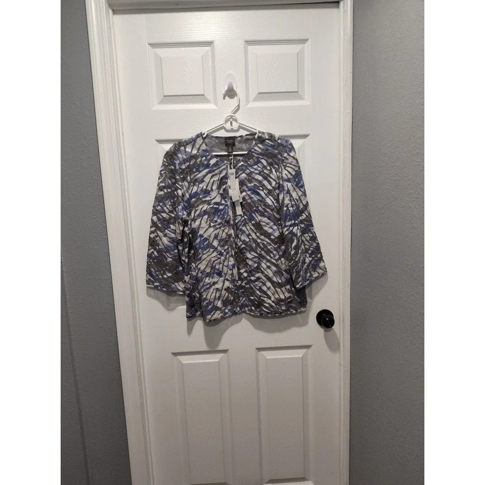 NWT Chico's Travelers Collection Watercolor Applique Jacket Sz 2 Medium $149 Tex - Picture 8 of 9